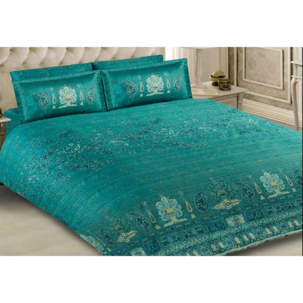 تصویر  نیم ست چاپی دونفره ساتن رزین تاژ کاترین 160x200