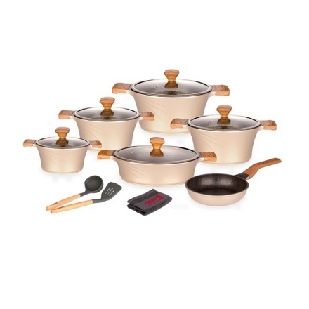 سرویس قابلمه 14 پارچه کاندید مدل K تیتانیوم مشکی با دربT