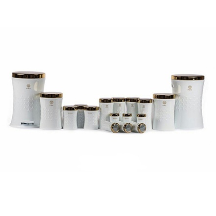 تصویر  سرویس آشپزخانه ۱۷ پارچه اورانوس مدل مجیک رنگ سفید با درب طلایی