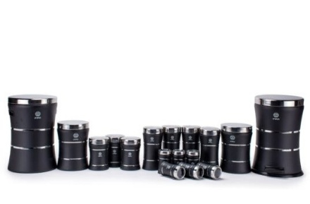 تصویر  سرویس آشپزخانه ۱۷ پارچه اورانوس مدل کلاسیک رنگ مشکی با درب استیل