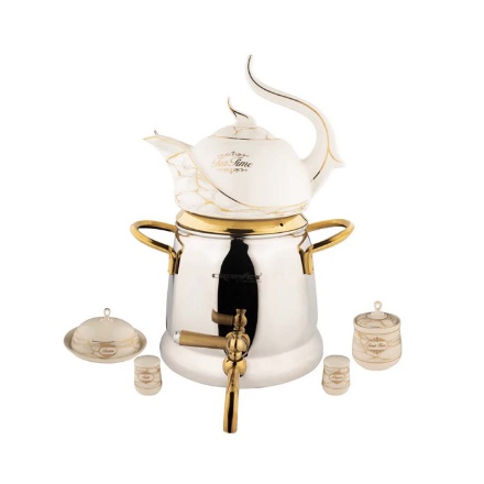 کتری و قوری کروپ ست مدل هرمس طلایی کد 4401