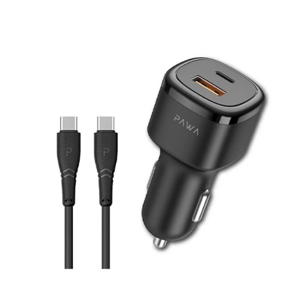 شارژر فندکی 48 وات پاوا مدل Solid CarCharger به همراه کابل USB-C 